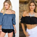 Off Shoulder Ruffled Tops With Neckpiece