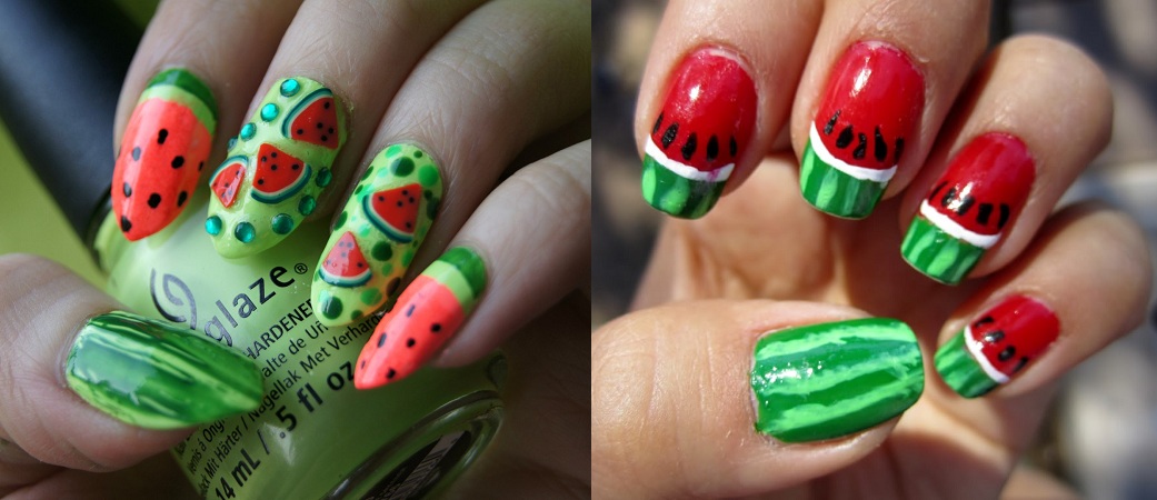 Simple Summer Watermelon Nail Art Tutorial - YouTube