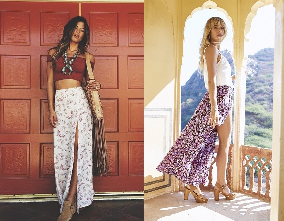 Bohemian Styled Floral Slit Skirts