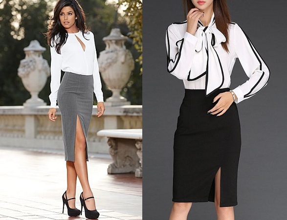 Full sleeved Blouse With Pencil Skirt