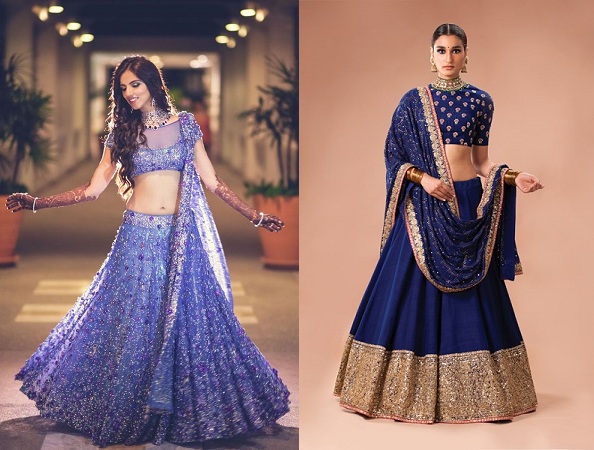 Purple And Pale Blue Lehengas