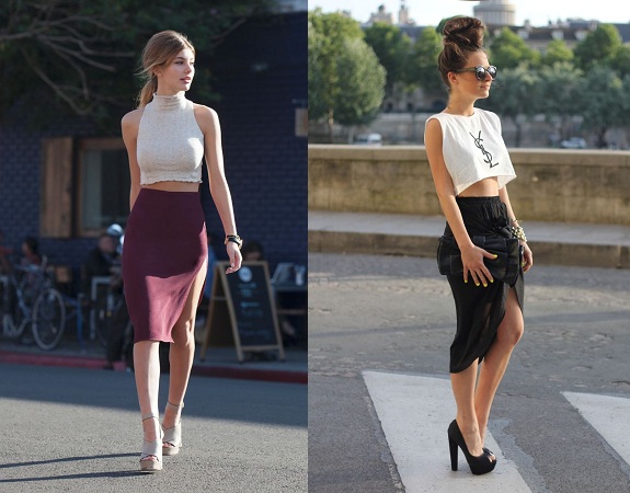 Slit Skirts With Crop Top