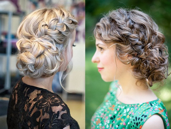 Side Braid With A Curly Bun