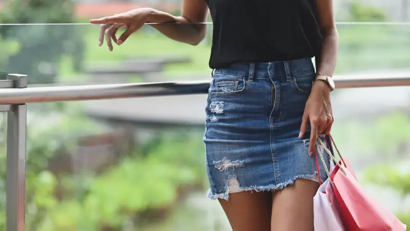 A straight-cut denim skirt