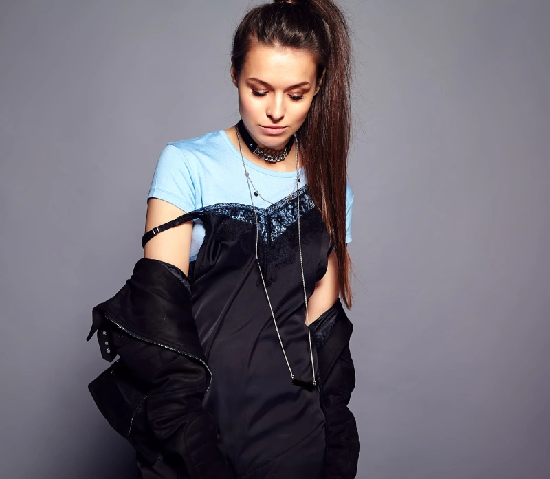 women wearing black on neon color t shirt