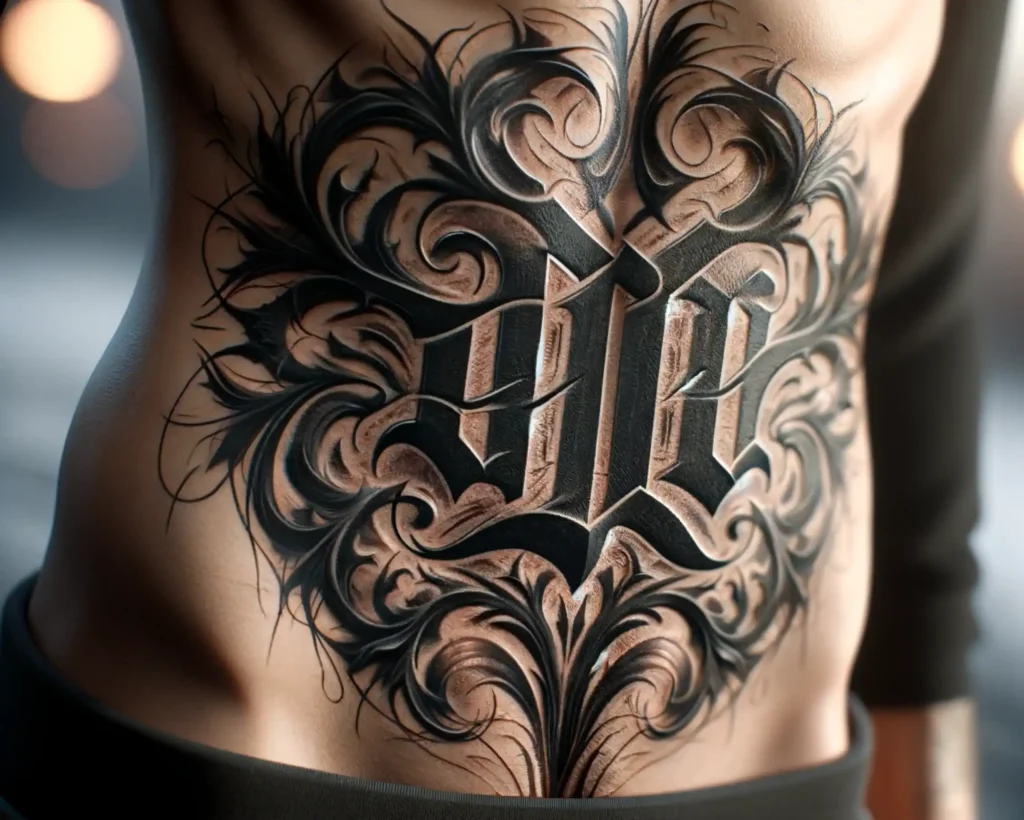 Gothic script body art